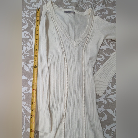 WOW Couture Cream V-Neck Ribbed Knit Dress - Picture 9 of 10